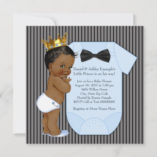 Etniska afrikanska prins Baby Shower Inbjudningar (Framsida)