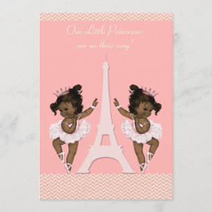 Etniska Ballerina Twillingar Eiffel Torn Baby Show Inbjudningar