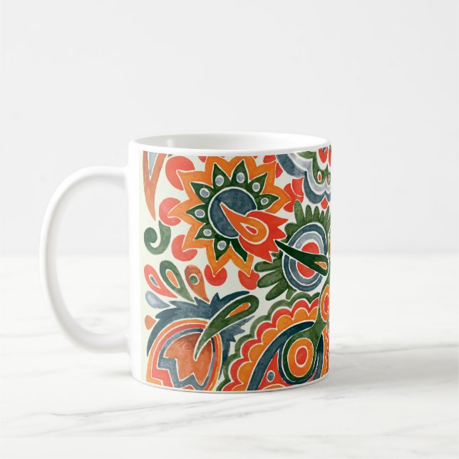 Etniska blomman, Hand-Drawn Marker. Kaffemugg (Vänster)
