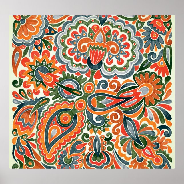 Etniska blomman, Hand-Drawn Marker. Poster (Framsidan)