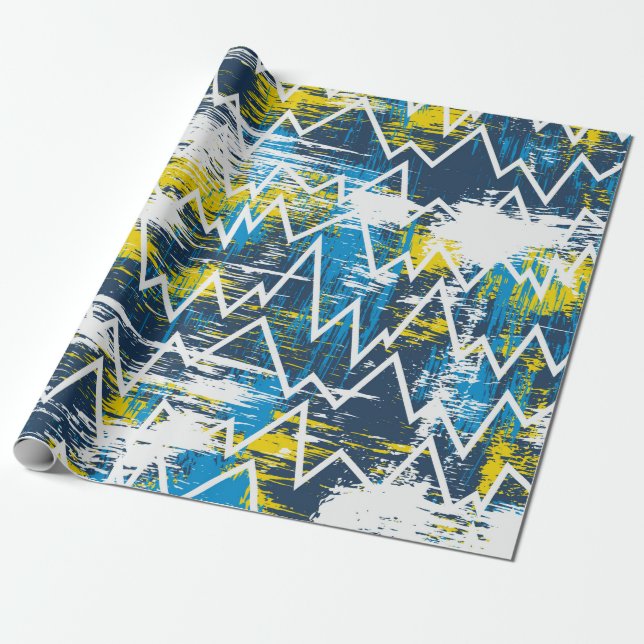 Etniska boho Sömlös mönster. Zigzag mönster. Scri Presentpapper (Utrullad)