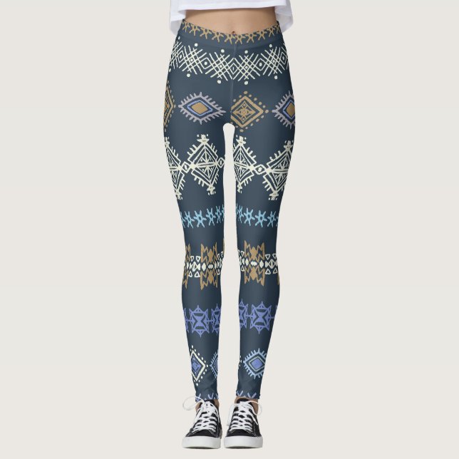 Etniska boho: stamkonst sömlös. leggings (Framsida)