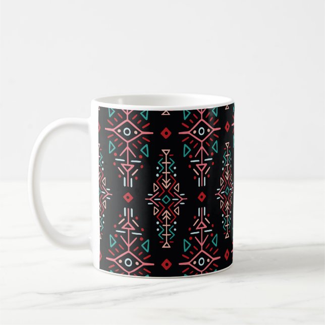 Etniska Boho Tiles: Vintage Sömlös Mönster Kaffemugg (Vänster)