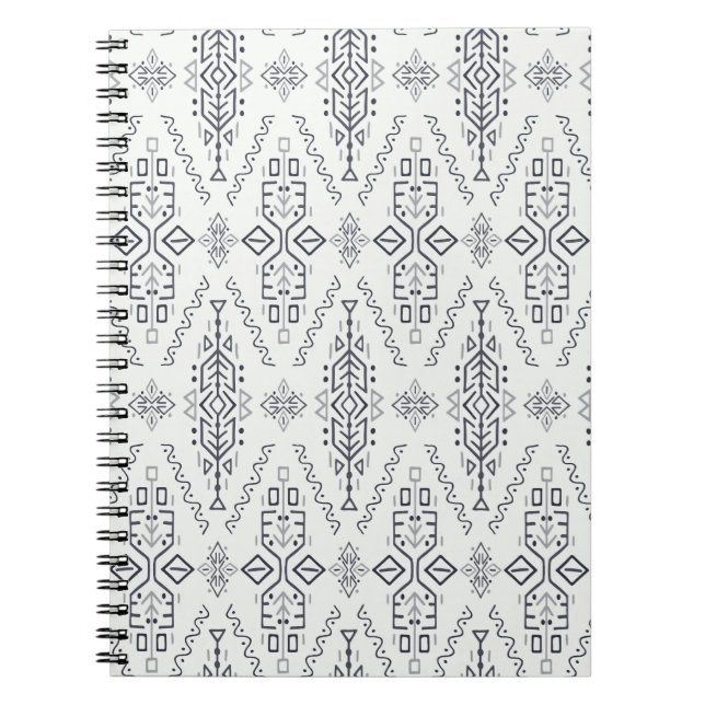 Etniska Boho: Trendig Hand-Drawn Seamless. Anteckningsbok (Framsidan)
