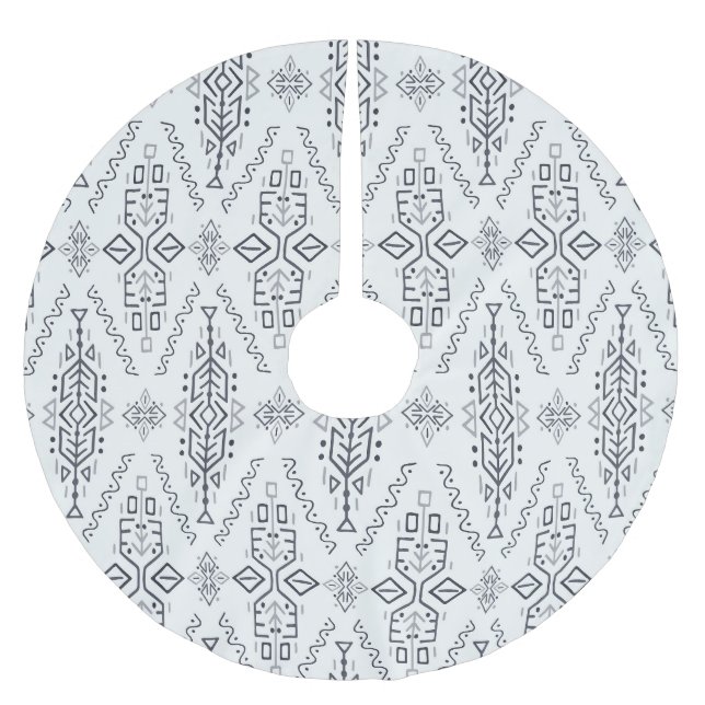 Etniska Boho: Trendig Hand-Drawn Seamless. Julgransmatta Borstad Polyester (Framsidan)