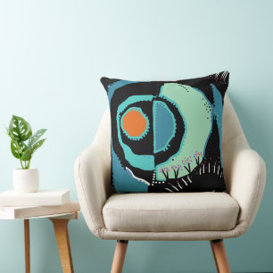 Etniska cirkel - Orangen Teal Black Kudde