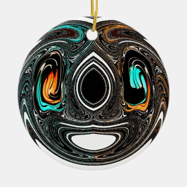 Etniska Doodle Zebra-texturerad utskrift Julgransprydnad Keramik (Framsidan)
