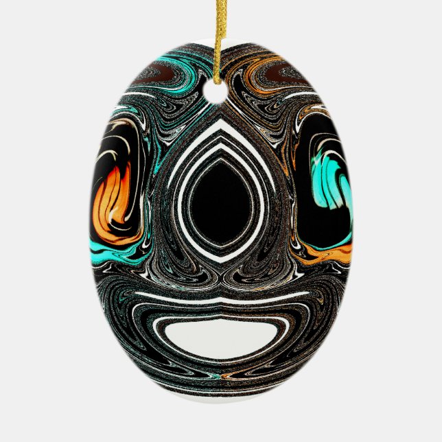 Etniska Doodle Zebra-texturerad utskrift Julgransprydnad Keramik (Framsidan)