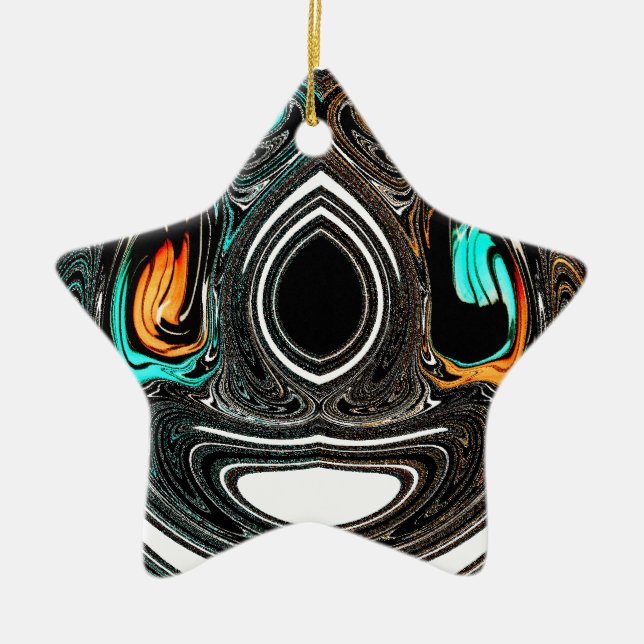 Etniska Doodle Zebra-texturerad utskrift Julgransprydnad Keramik (Framsidan)