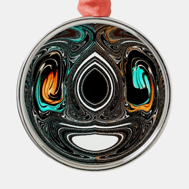 Etniska Doodle Zebra-texturerad utskrift Julgransprydnad Metall (Framsidan)