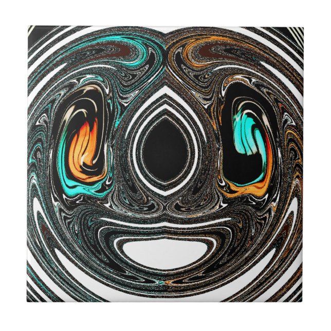 Etniska Doodle Zebra-texturerad utskrift Kakelplatta (Framsidan)