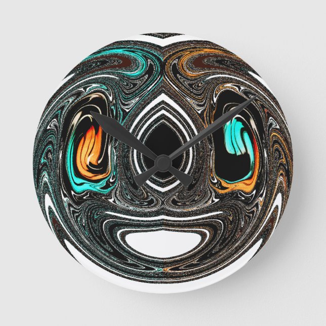 Etniska Doodle Zebra-texturerad utskrift Rund Klocka (Framsida)