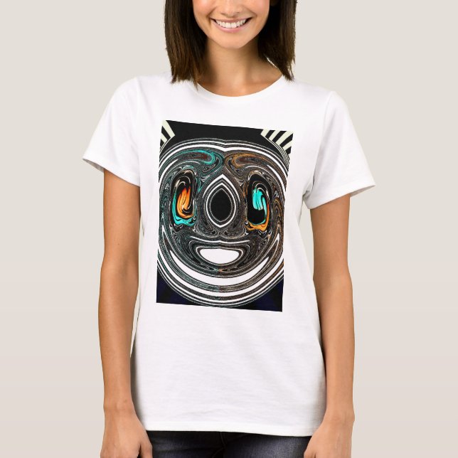 Etniska Doodle Zebra-texturerad utskrift T Shirt (Framsida)