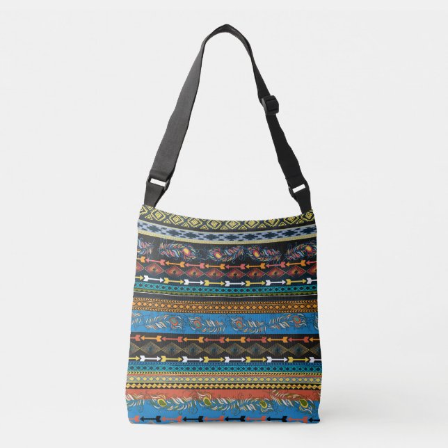 Etniska fjädrar: Embroidery Boho-Chicen Axelväska (Framsida)