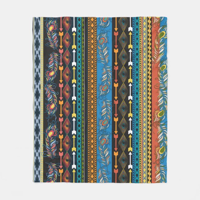 Etniska fjädrar: Embroidery Boho-Chicen Fleecefilt (Framsidan)