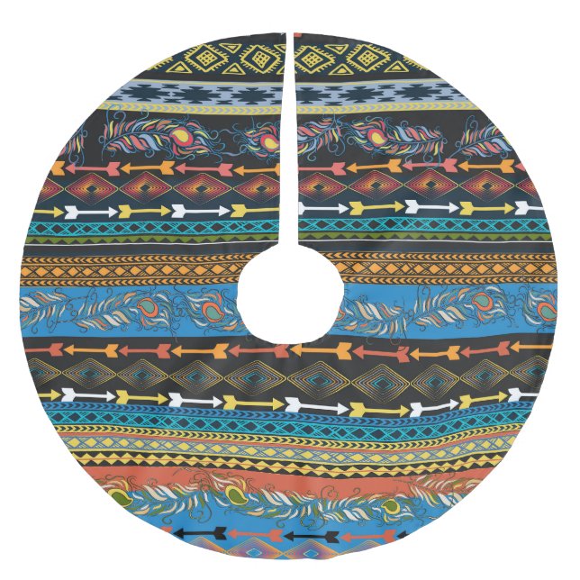 Etniska fjädrar: Embroidery Boho-Chicen Julgransmatta Borstad Polyester (Framsidan)