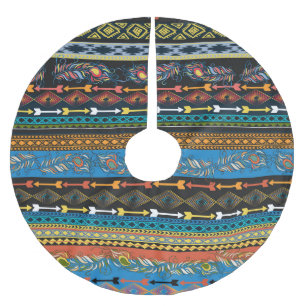 Etniska fjädrar: Embroidery Boho-Chicen Julgransmatta Borstad Polyester