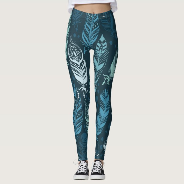 Etniska fjädrar: Färgfläckfri Mönster. Leggings (Framsida)