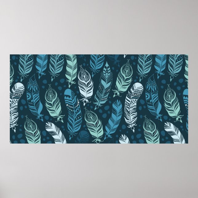 Etniska fjädrar sömlösa mönster poster (Framsidan)