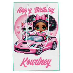 Etniska flickor och katt Rosa Konvertibelt hjärta