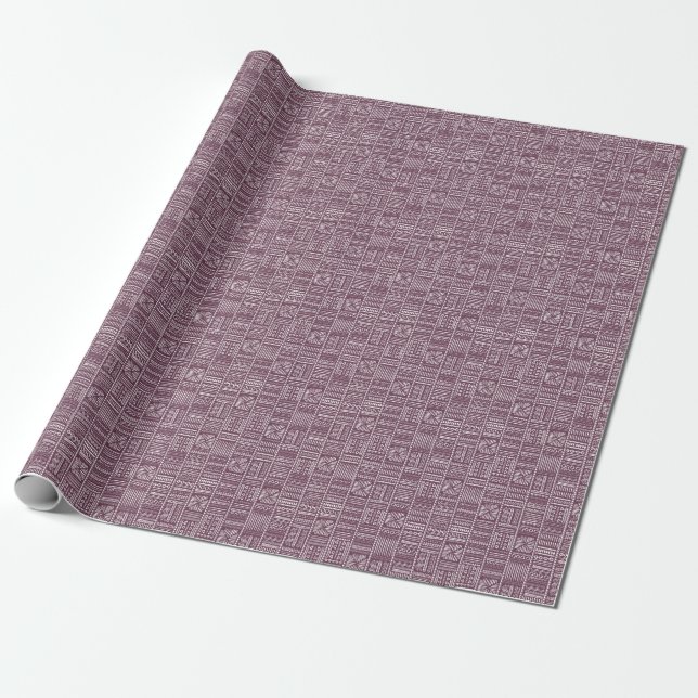 Etniska hand plockade mönster: vintage stil presentpapper (Utrullad)