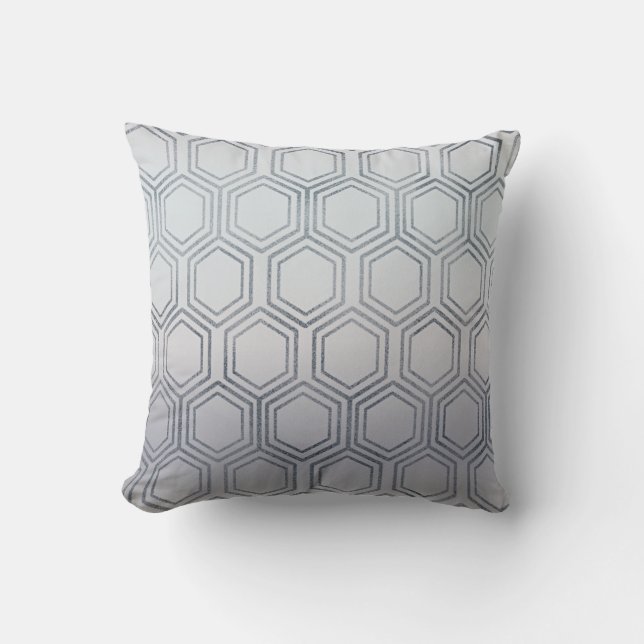 Etniska Hexagon Honungsfläckar Silver Frosted Kudde (Framsida)
