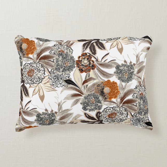 Etniska konstblommor och löv illustration mönster prydnadskudde (Framsidan)