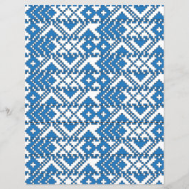 Etniska lettiska blå och vit folkkonst mönster