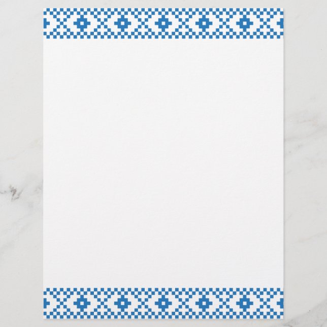 Etniska lettiska, blå och vita stamfolkkonst (Framsida)