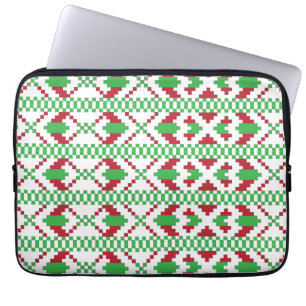 Etniska lettiska gröntar och röda folkkonst laptop sleeve