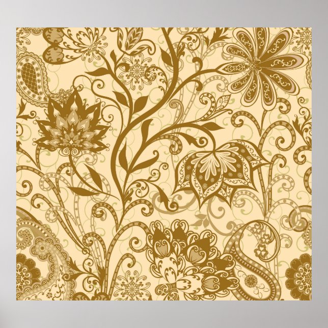 Etniska mandalas: Indiska Stil Mönster Poster (Framsidan)