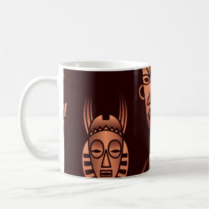 Etniska masker, mörkens bakgrund kaffemugg