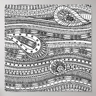 Etniska Mönster Doodle 2 Poster