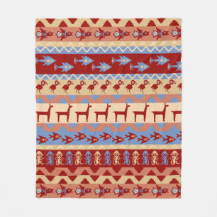 Etniska peruanska IncadjurLlamas fisk och fåglar Fleecefilt