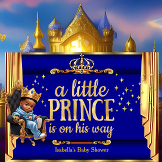 Etniska prins Royal Blue Guld Throne Baby Shower Inbjudningar