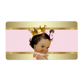 Etniska prinsessan Baby Shower Vattenflaska Label Fraktsedel