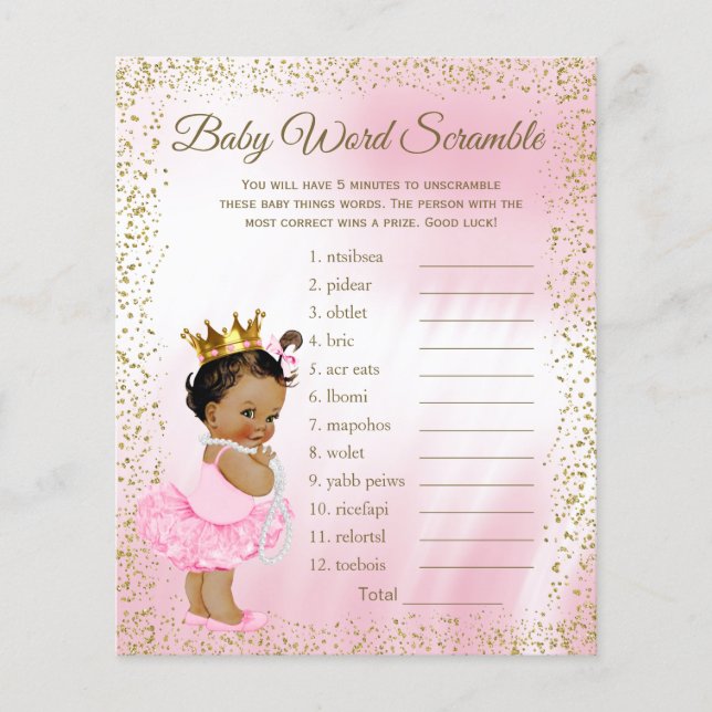 Etniska prinsessan Tutu Baby Shower Games (Framsida)