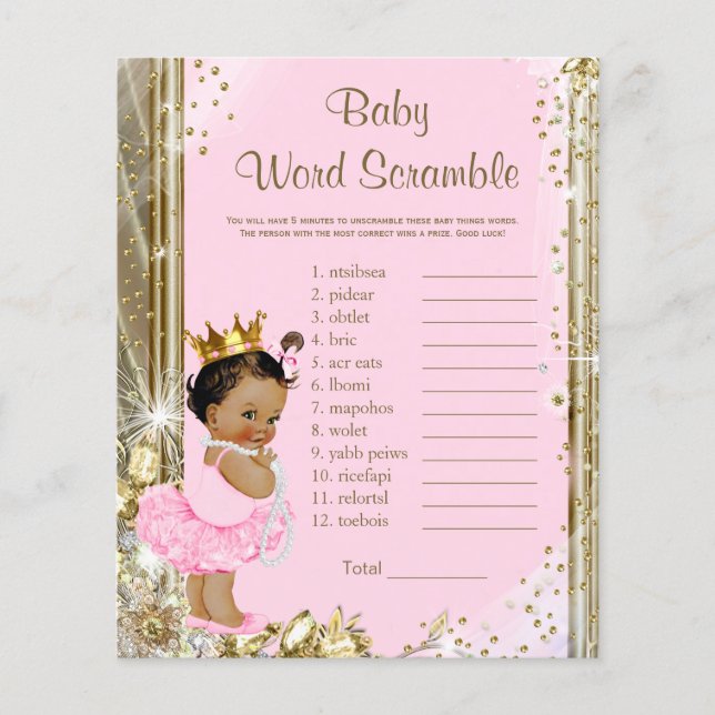 Etniska prinsessan Tutu baby shower-spel (Framsida)