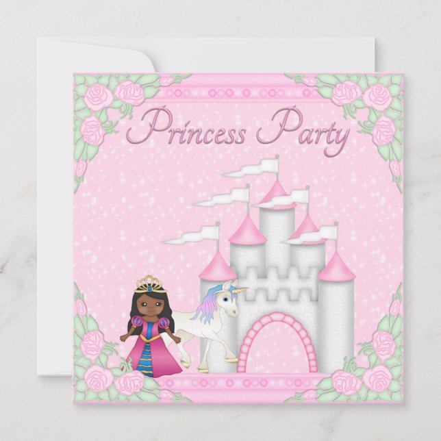Etniska prinsessan Unicorn & Castle Princess Party Inbjudningar (Framsida)