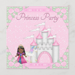 Etniska prinsessan Unicorn & Castle Princess Party Inbjudningar