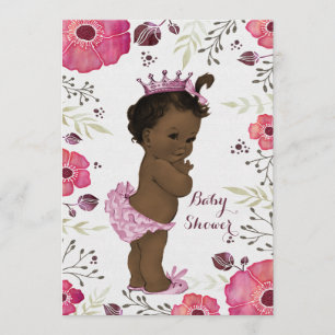 Etniska prinsessan Watercolor Poppies Baby Shower Inbjudningar