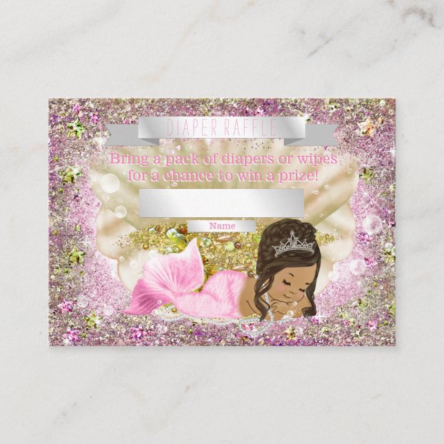Etniska Sjöjungfrun Babyskor Diaper Raffle Biljett Tilläggskort (Framsida)