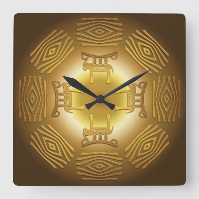 Etniska stammar african mönster fyrkantig klocka (Framsida)