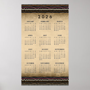 Etniska Stamstripor 2026 Väggkalender Affisch