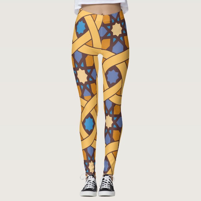 Etniska Stil Abstrakt Mosaic Mönster Leggings (Framsida)