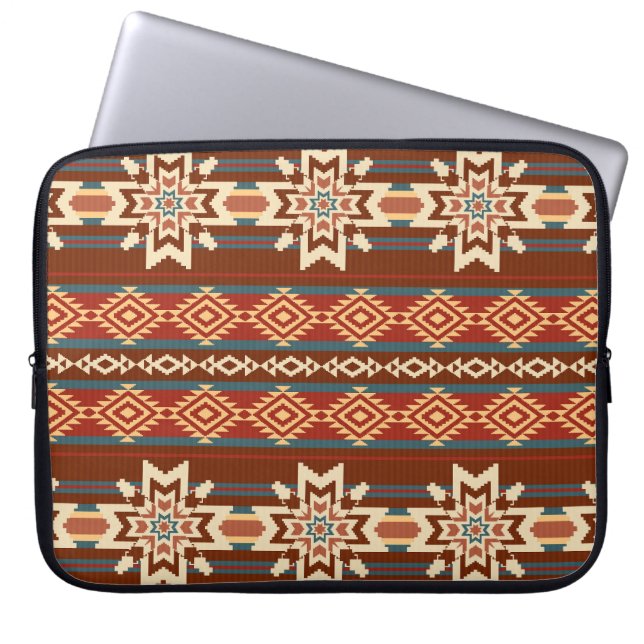 Etniska textilstjärnor: Abstrakt Mönster. Laptop Fodral (Framsidan)