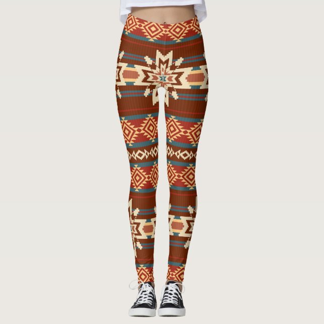 Etniska textilstjärnor: Abstrakt Mönster. Leggings (Framsida)