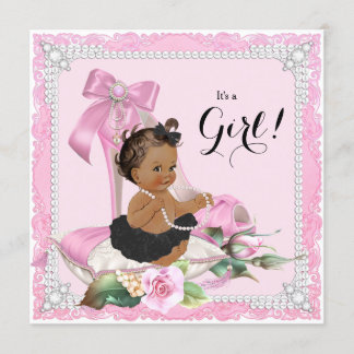 Etniska tjejen Pearl High Heel Shoe Baby Shower Inbjudningar