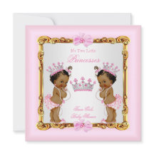 Etniska tvillingflickor prinsessa baby shower guld