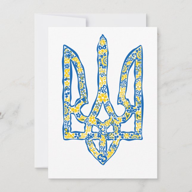 Etniska ukrainska nationella emblemet trident tryz (Framsida)
